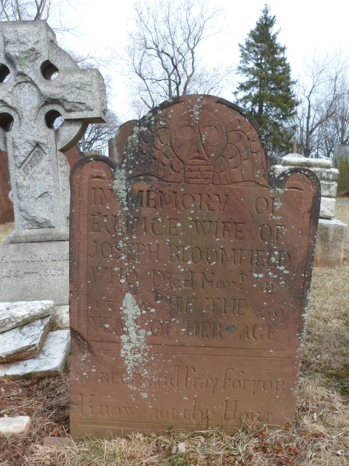 The graves of Joseph Pike, John Codington, Eziekiel and Eunice Bloomfield, The First Presbyterian Ch