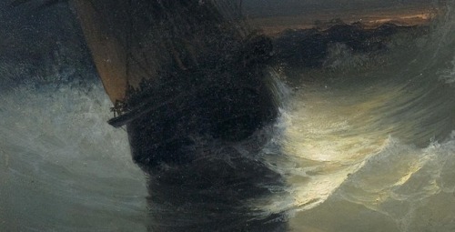 detailedart:Details : Sailing ship by moonlight, early 1840s, by Ivan Konstantinovich Aivazovsky (18