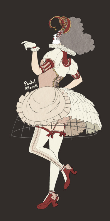 Illustrations I did for the website/facebook/etc for Behind the Mask, a lolita masked ball I’m