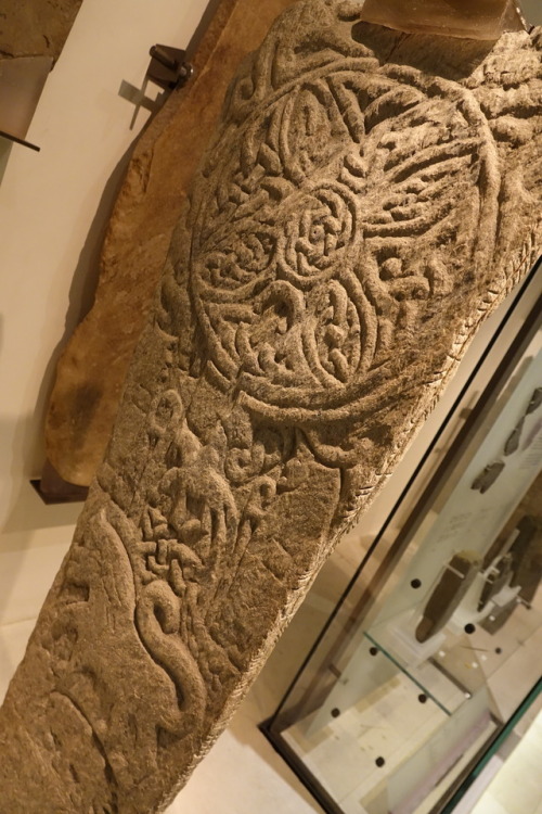 Carved Ogham Inscription on the edges of a carved Pictish and early Christian stone, national Museum