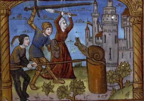 bogleech:  prettykikimora:  alien-boobs:  prettykikimora:  apparently modern medieval scholars have no solid idea why there’s so many old paintings of knights fighting snails.  Like that wasn’t just one weird painting there’s hundreds of those.