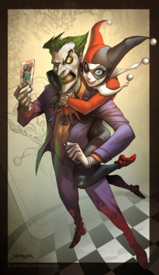 morethan-a-few:  Joker and Harley by Mauricio Herrera morethan-a-few.tumblr.com