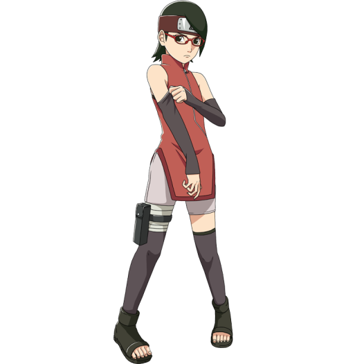 flirt-suke:  I just wanted to point out that Sarada has:-Sakura’s outfit when she was a genin-Sasuke’s arm guards in shippuden-Sasuke’s shorts basically from when he was a genin-Sakura’s color of padding on the outside of her shorts-Sasuke’s