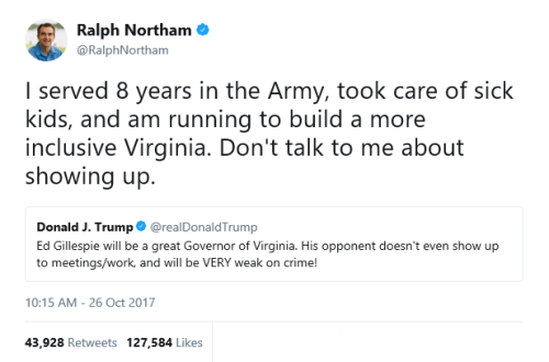 not-safe-for-democracy:Trump tries to trash Virginia’s Democratic gubernatorial candidate Ralph Nort