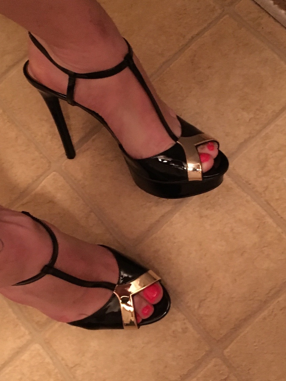 Sissy feet are painted and in my super sexy whorish fuck me high heels  It&rsquo;s