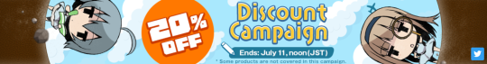   Many products are now 20% off the regular price on DLsite.com! Ends on July 11 (JST)！Check this out! http://www.dlsite.com/ecchi-eng/fsr/=/language/en/sex_category[0]/female/ana_flg/off/age_category[0]/adult/order[0]/dl_d/genre_and_or/or/options_and_or/