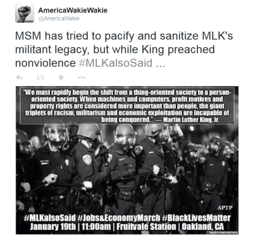 america-wakiewakie:  Reclaiming Kings Legacy: A Jobs & Economy March for the People | Anti-Police Terror Project “This weekend is part of a national call that will tell the world that King’s vision and mission were larger than what we have been