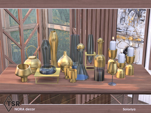 ***Nora Decor*** Sims 4 Includes 10 objects: bottle, decanter, lantern, functional candles, glass, f