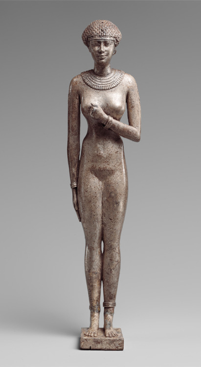 Ancient Egyptian statuette of a Woman, Late Period, Dynasty 26, reign of Necho II, ca. 610–595 B.C.