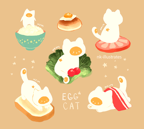 nkim-doodles:Egg Cat and Tempurrra Cat.