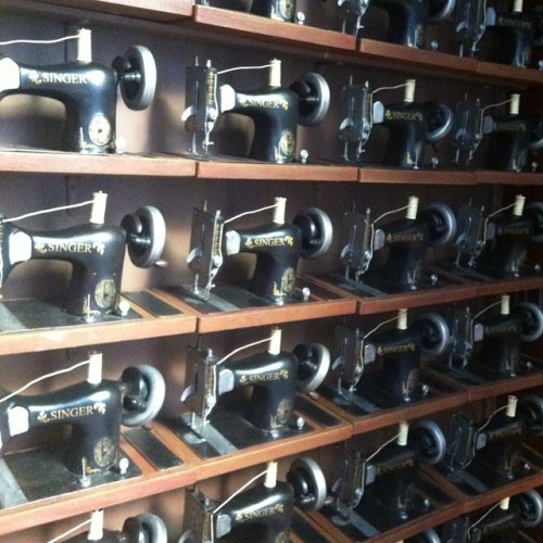 A wall of #Singer sewing machines. #retro #vintage #notjustanothertailor #sydney #latergram