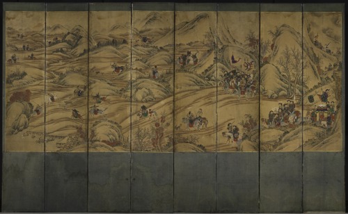 cma-korean-art: Hunting Scene, 1800s, Cleveland Museum of Art: Korean ArtSize: Overall: 214.6 x 345.