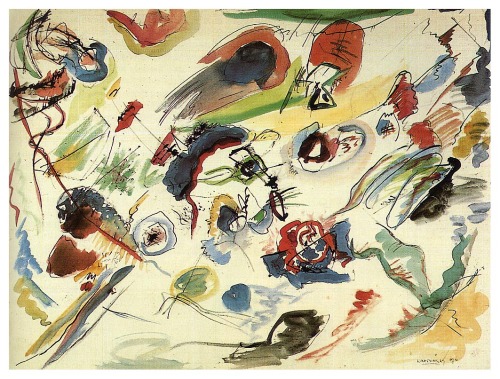 artist-kandinsky: Untitled (First abstract watercolor), 1910, Wassily KandinskyMedium: watercolor,pa