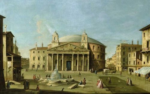 Apollonio Domenichini (1715 - 1770)View of the Pantheon in Rome and the Piazza della Rotonda with ri