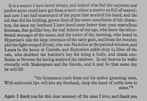 weepforadonais:Oscar Wilde on John Keats, from his letter to Emma Speed, 21 March 1882.