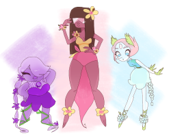 nicolas-px:   We are the Flower Gems!  Amethyst - Climbing Flower Garnet - Hibiscus  Pearl - Lily of Vallies 