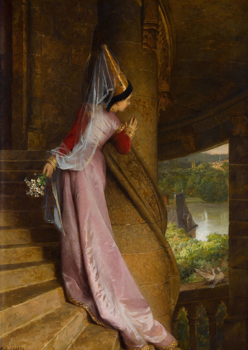 mysteriousartcentury:Pierre-Charles Comte (1853-1895), The secret rendez-vous, oil on panel, 73.5 x 