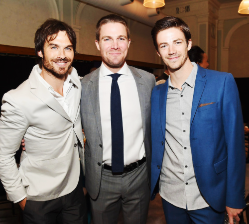 wesleystattoo:  “ I’ll never be able to repeat what Ian Somerhalder said to me. At least Grant Gustin was able to get it together. I suppose he’s just faster than I am.” Stephen Amell The CW 2015 Upfronts