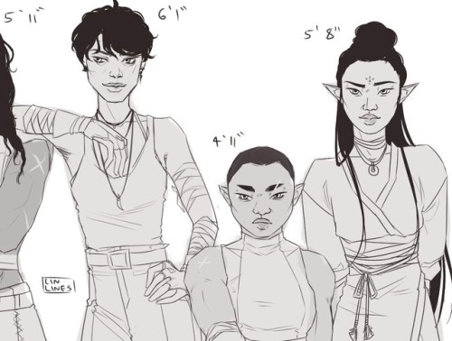 missed the kiddos and couldn’t decide who to draw(probably not to scale, left to right: Falindir, Vh