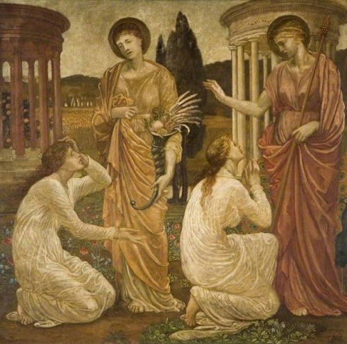 hildegardavon:Sir Edward Coley Burne-Jones, 1833-1898 Psyche at the Shrines of Juno and Ceres (Palac