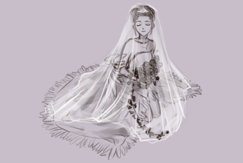 skele-queen: I spent a few minutes making this little doodle of Yuna in her wedding dress. It’s a sh