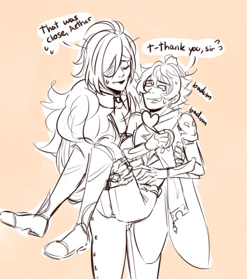 aftermath of the last pic in this post, just wanted to doodle kaeya princess carrying aether hehei w