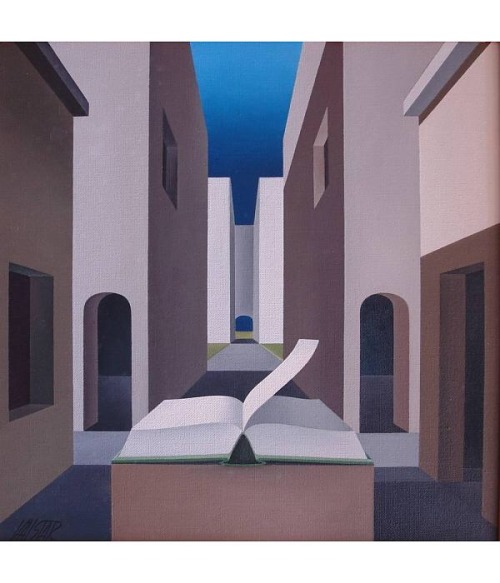 kundst: Henk Valstar (NL 1929-2015! “The Open page” Oil on canvas (34 cm x 34 cm)