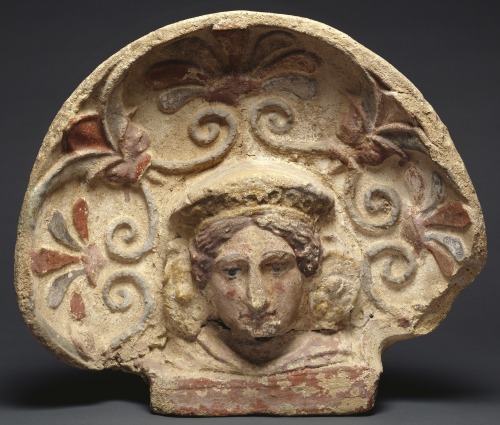 didoofcarthage:Antefixes from Etruria. Etruscan, 6th to 4th centuries B.C. Terracotta. J. Paul Getty