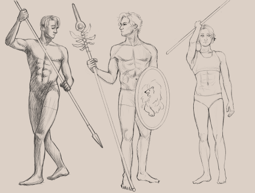 figure studies with the blue lions featuring the lance squad, magical girls, commoner boys&helli