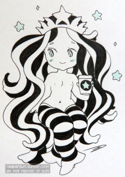 inktober #5 little mermaid coffee mascot