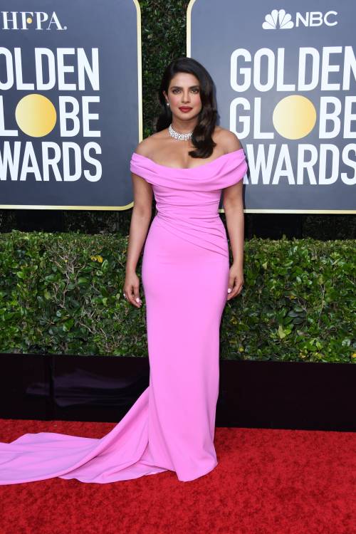 hollywood-fashion:Priyanka Chopra in Cristina Ottaviano at the 2020 Golden Globes in LA on January 5