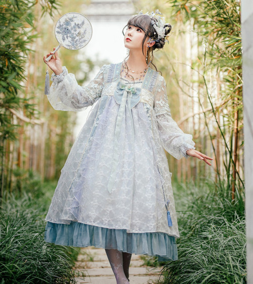 my-lolita-dress: #lolitaupdate Chinese Han Style Reform Ed Flower Lolita Dress(2 Versions 2 Colors),