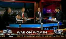 thegoddamnwerewolf:   thebicker:  mediamattersforamerica:  A Fox News panel discussing the ‘war on women’ features four men and no women.  This, in one image, is the essence of the problem with the war on women. Four straight white guys “debating”