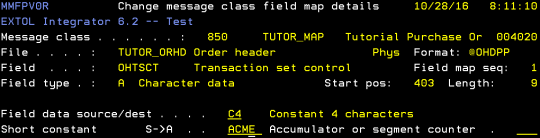 cleo extol integrator map short constant to field change message class field map details