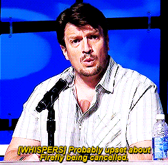 adeles:  Nathan Fillion reacts to the baby crying in the background while answering