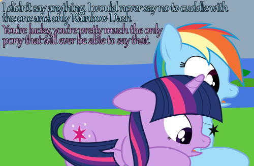 magical-loyalty:[NP26]   What an honor, Twilight is allowed to cuddle with Rainbow.  >w>
