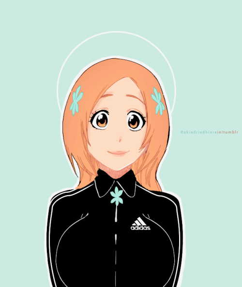 rukiadriedhisrain: Orihime wearing a tracksuit instead of her orignal outfit based off of kaflowypie