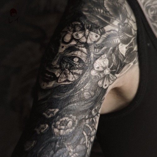 The epic sleeve cover up close ups. The witch and her scaly, leafy and winged friends. Healed and fr