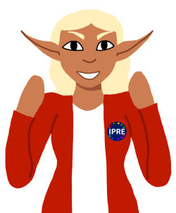 imstuckathome12: [ID: A fully colored digital waist up drawing of Lup in her ipre robes she has medi