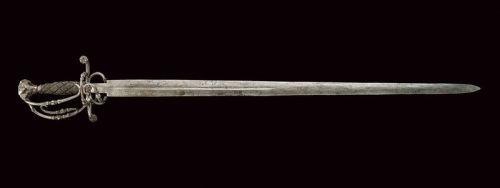 art-of-swords:  Composite RapierDated: 17th centuryCulture: FrenchMeasurements: overall length 120.5 cmThe sword has a straight, double-edged blade, with a groove at the first part and a rectangular ricasso. The silver hilt features loop-guards, while