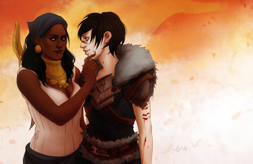 dragonage-femslash: Isabela x f!Hawke by Ami-Fly