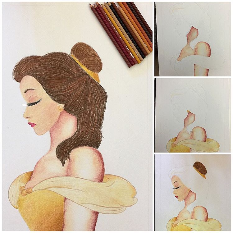  La Bella y la Bestia de Disney — Un estupendo dibujo con lápices de colores por...