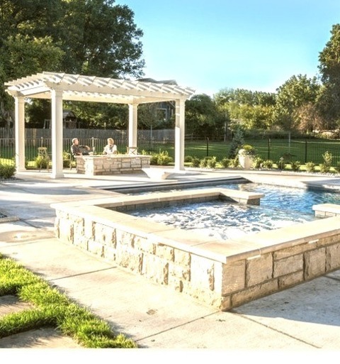 Traditional Pool Kansas CityExample Of A Large Classic Backyard Stone And Rectangular Natural Hot Tub