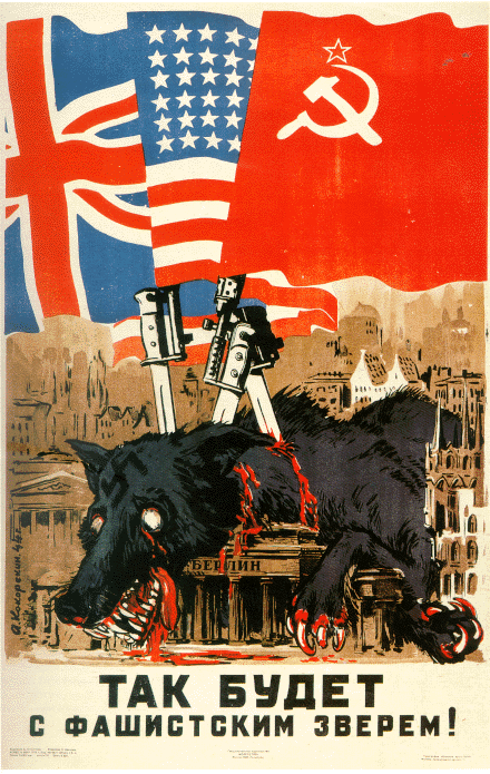 historyinposters:  Soviet WW2 propaganda poster for Allies Text: “This what will