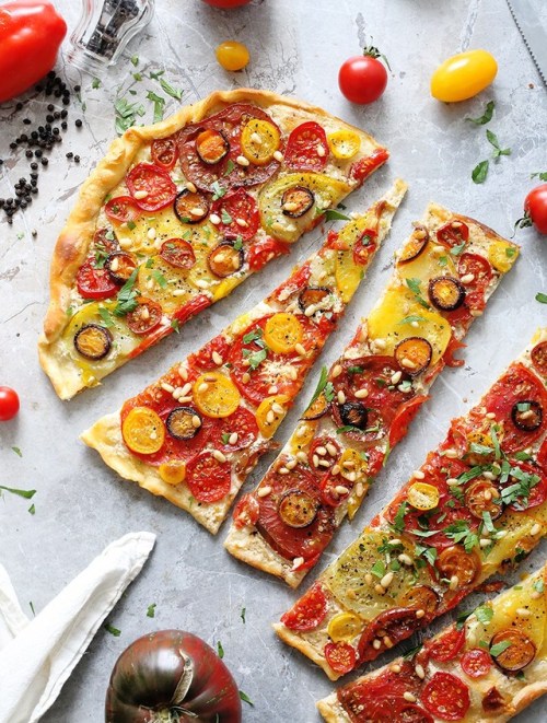 Vegan Cherry Tomato Ricotta FlatbreadsVegan Buffalo Jackfruit &amp; Broccoli Rabe FlatbreadVegan