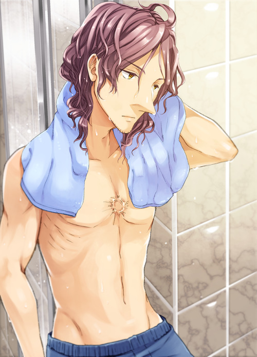 Placid  just finished taking a  shower.