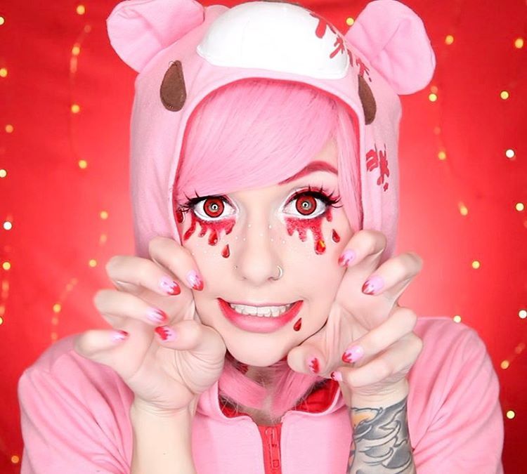 PSA: Don’t keep bears as pets. 🚫🐻‼️ NEW GLOOMY BEAR MAKEUP TUTORIAL UP NOWWW link in bio! ++ Gloomy Bear kigurumi from @hellokigurumi 😍
.
.
#gloomybear #gloomy #morichack #youtuber #makeuptutorial #makeup #hellokigurumi #kigurumi #kigu