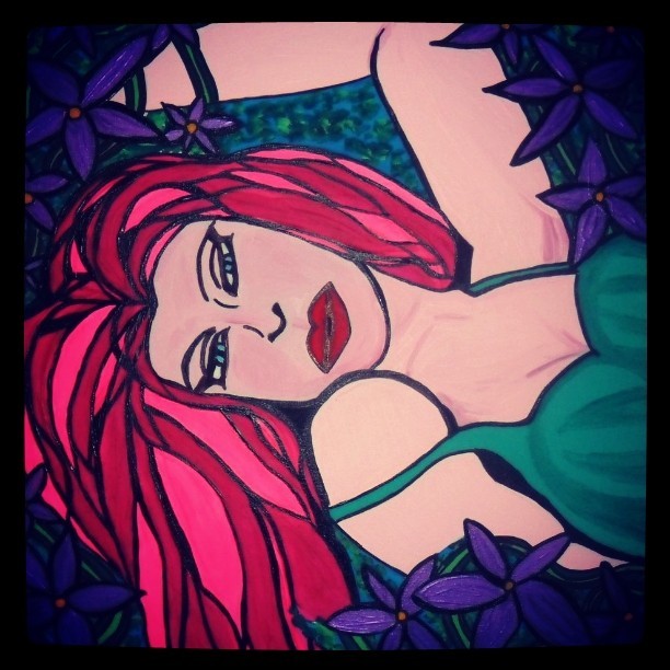Laying in Flowers - by Charlotte Farhan charlottefarhanart.com #layinginflowers #charlottefarhanart #art #artist #instaart #femaleart #flowers #pinkhair #naiveart #dreaming #fashionart #popart #expressionism #sensualart #femininity #instapic