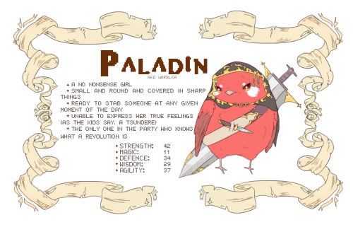 spoiledchestnut:friendlytroll:paper-finch: the bird paladin of your dreams appears.  support project