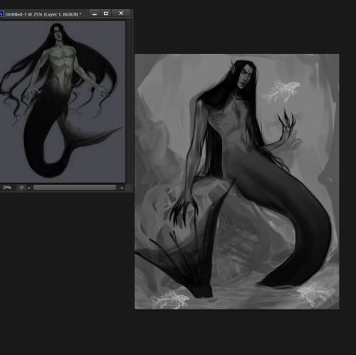 #WIPRedrawing a previous #Mermay piece I was never happy with before. When I&rsquo;m